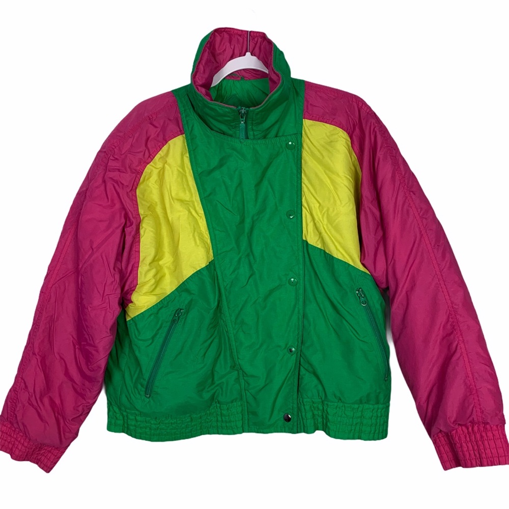 Silverleaf 80s Bright Colorblock Winter Jacket L
